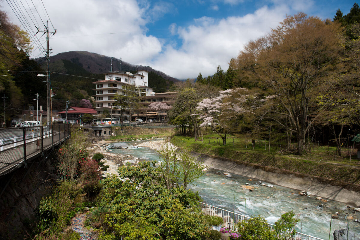 Sekizenkan Ryokan traditional Japanese inn beside a mountain river in Gunma, Japan